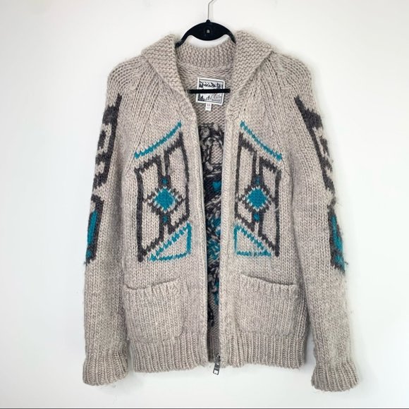 Aritzia Sweaters - Aritzia TNA Grandpa Cowichan Tribal Bird Sea to Sky Wool Cardigan Size XS